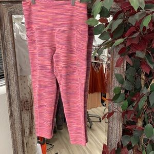 Free people movement hot pink striped Yoga pants